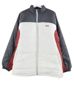 Fila Puffer Jacket XXL Zip Pocket Color Block Street Wear Tennis Euro Red Blue - Picture 1 of 15
