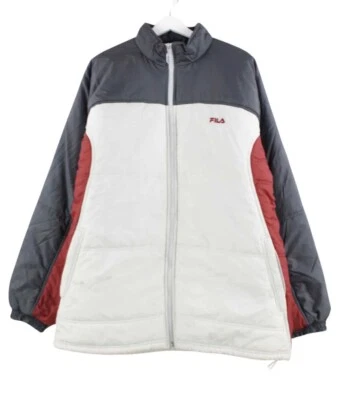 Fila Puffer Jacket XXL Zip Pocket Color Block Street Wear Tennis Euro Red Blue - Image 1 of 4