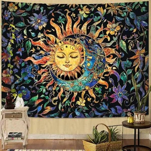 Aipon Sun and Moon Tapestry for Bedroom Boho Hippie Floral Wall Tapestry Aesthet - Picture 1 of 7