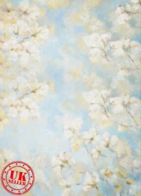 Fotografía fondo azul cielo blanco flores árbol 5x7 pies Foto 1 de 3