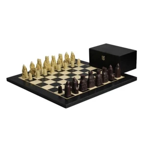 Isle of Lewis Chess Set With I Ivory & Brown Resin Chess Pieces 3.5 Inch and Cha - Picture 1 of 9
