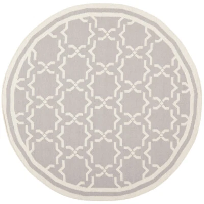 SAFAVIEH Dhurries DHU545G Handwoven Grey / Ivory Rug - Image 1 of 4