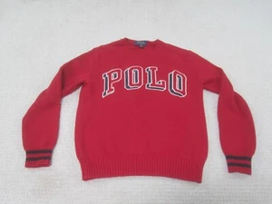 Polo Ralph Lauren Sweater Boys Large Red Crew Neck Long Sleeve Pullover Youth - Picture 1 of 9