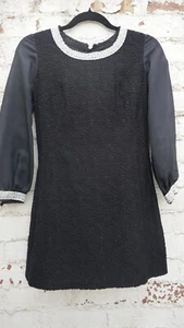 Handmade 1960s Black Dressy Top With Sheer Long Sleeves & Silver Lurex Detail 8 - Picture 1 of 10