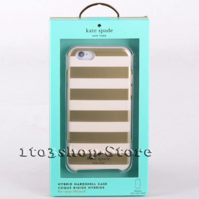 Kate Spade iPhone 6 iPhone 6s Case Cover Gold Cream White Stripes - image 1 of 4