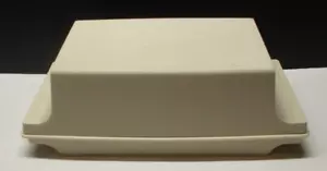 Plato de mantequilla vintage Tupperware 1512 doble barra con tapa almendra - Imagen 1 de 6