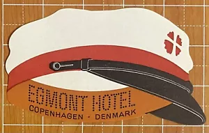 KOPENHAGEN DÄNEMARK ~ EGMONT HOTEL ~ gestanzte Mütze Kapitänsmütze GEPÄCKETIKETT - Bild 1 von 2