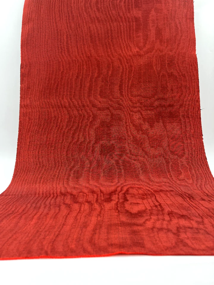 Red Silk Moire Fabric By The Meter,  Watermark Patterned, Multicolor Options. - Image 1 of 4