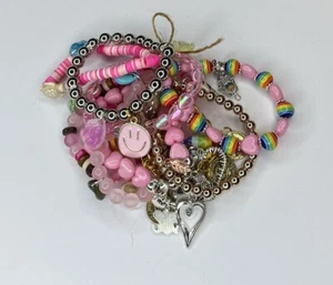 PINK Boho Beach Bracelet Stack. 10 high quality bracelets 7β + Free Giftπ - Picture 1 of 2