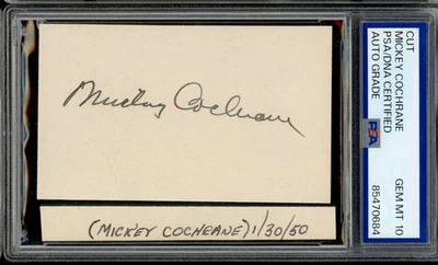 Mickey Cochrane Signed Cut Auto Autograph PSA DNA 10 - Image 1 of 2