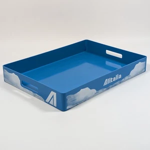 Vintage Alitalia Plastic Tray Blue In-Flight Used 1992 - Vassoio Alitalia - Foto 1 di 14