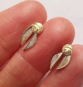 Orecchini a perno insoliti in argento sterling con sovrapposizione in oro R41L - Foto 1 di 2