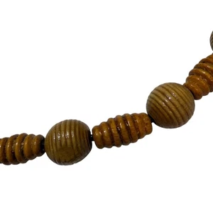 Holz Perlenkette natur hellbraun erdig Boho Statement - Bild 1 von 3