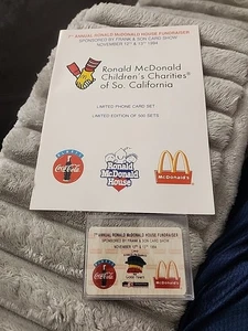 Ronald McDonald House Coca-Cola (Frank & Sons) Set of 4 Coke PROOF Phone Card - Picture 1 of 3