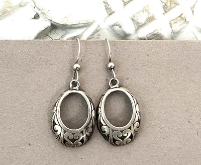 纯银 925 现代主义钩吊坠耳环卷轴金银丝 — 第 1/4 张图片