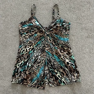 Miraclesuit Love Knot Tankini Top in Charming Cheetah Size 14 - Picture 1 of 8
