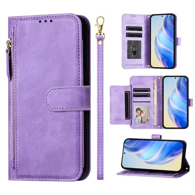 For Various Phone Zipper Leather 7 Card Wallet Case Bag Flip Stand Cover Fashion - Image 1 of 4