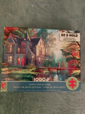 Ceaco Puzzle 1000 EZ-2-Hold Pieces "Gothic Fishing Lodge" Bonus Poster Included - Image 1 of 4