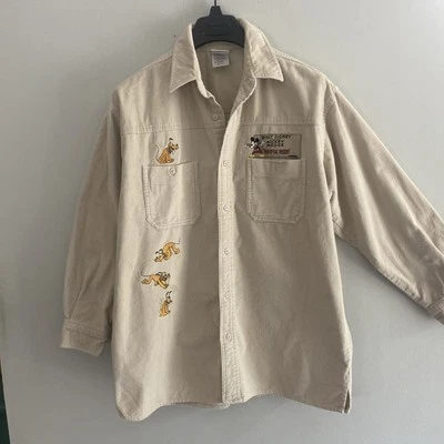 Disney Store M Микки/Плуто бежевый вельветовый на пуговицах куртка рубашка винтажный - Изображение 1 из 4