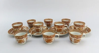 Gran Juego c1840s Porcelana Exportación China Marrón Fitzhugh 9 Tazas 4 Platillos Foto 1 de 4