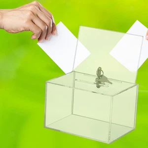 Boîte de dons en acrylique Boîte de tombola verrouillable transparente pour - Afbeelding 1 van 5