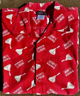 Hershey’s Kisses Chocolate Red Camp Shirt XL Vintage 2001 Valentine - Image 1 of 4