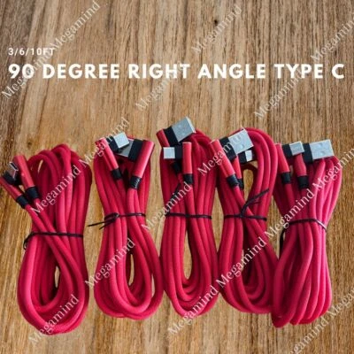 90 Degree Fast Charge USB-C to USB-A Cable Type C Charger Cord L Quick Charging - Image 1 of 4