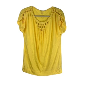 Calvin Klein Women's Top Yellow Crochet Braided Medium Modal M - Picture 1 of 9