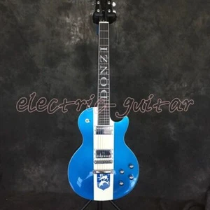 Custom Les Paul Blue and White Electric Guitar H-H Pickups White Pickguard - Picture 1 of 6