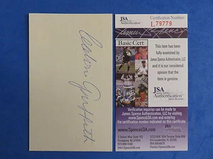 CALVIN GRIFFITH SIGNED 3x5 INDEX CARD - JSA L79779 ~ OWNER MINNESOTA TWINS - Picture 1 of 1