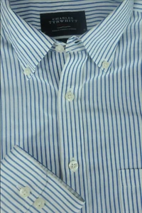 Charles Tyrwhitt Herren blau & weiß gestreift Baumwolle Freizeithemd M Medium - Bild 1 von 3