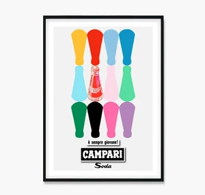 Campari Soda Vintage Poster, Campari Colourful Bottles Art Print Poster Canvas - Bild 1 von 6