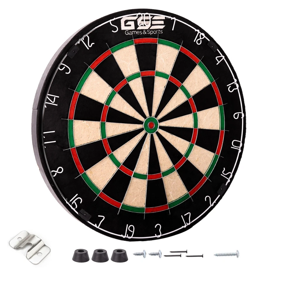 GSE GAMES & SPORTS EXPERT PRO Official Size Bristle/Sisal Staple-Free Dart Board/Dartboard for Steel Darts