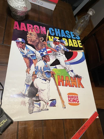 Rare Hank Aaron Atlanta Braves Burger King Poster 24” x 30” Cover