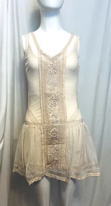 Durchsichtiges elfenbeinfarbenes Minikleid Top Shop Marke Gr. 2 Spitze Cami-Futter Netz Spitze Fairycore - Bild 1 von 5