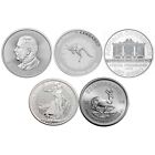 Lot of 5- 2024 1 oz Silver Coins .999 Fine Silver From Around The World Bu