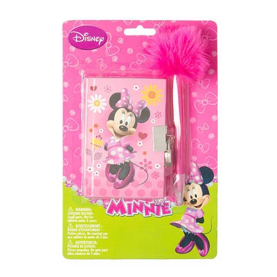  Disney Minnie Mouse Mini Diary with Lock Keys Fuzzy Pen Daisy Flowers Heart NWT - Image 1 of 3