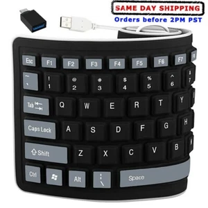 Silent Foldable Silicone USB Keyboard Waterproof Rollup Keyboard for PC Computer - Picture 1 of 1