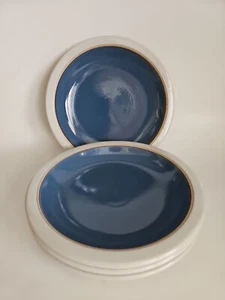 4 Heide Keramik blauer Mondstein mit weißem Rand 9 1/4" Beilage Salatteller - Bild 1 von 4