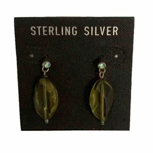 Beautiful Light Green Sterling Silver Post Dangle Earrings VTG NEW MSRP $40 - Picture 1 of 4