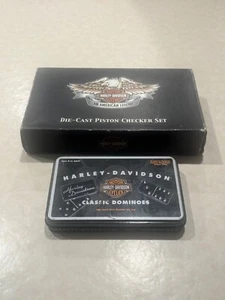 Harley-Davidson Die-Cast Piston Checker Set & Dominoes Lot RARE - Picture 1 of 6