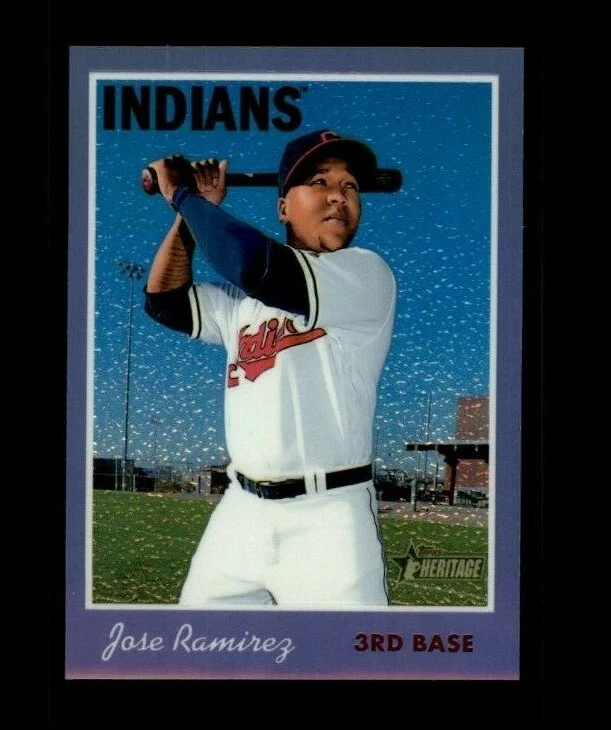  2019 Topps Heritage Chrome Purple Refractors #THC491 Jose Ramirez (ref 109859) - Image 1 of 1