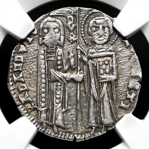 ITALY, Venice. Francesco Dandolo, 1329-1339, Silver Grosso, NGC AU Details - Picture 1 of 4