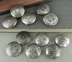 11 Pieces Vintage Southwestern 925 Sterling Silver Button Covers in 5 Patterns - Picture 1 of 4