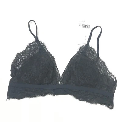 H&M Size M Womens Lace Wireless Padded Back Closure Triangle Bralette Black New - Image 1 of 4