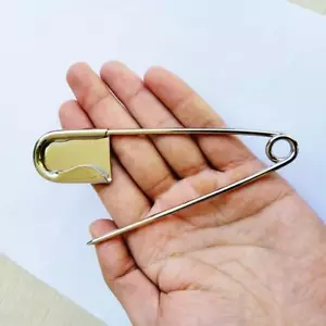 5 PZ di 5 Pollici Resistente Jumbo Acciaio Inox Spille di Sicurezza Colore Argento Saf - Foto 1 di 3