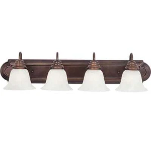 Maxim 8014MROI Essentials 30" 4-Light Marble Glass Bath Vanity in Bronze - Picture 1 of 2