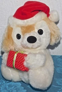 RUSS BERRIE BROWN WHITE SANTA PUPPY DOG MUFFIN #193 Plush Stuffed 6" TOY (A) - Picture 1 of 1