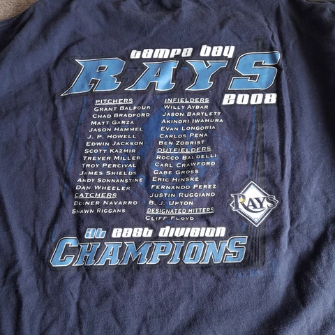 Tampa Bay Rays Shirt Adult XL 2008 Division Champions Team Roster MLB Men Cover