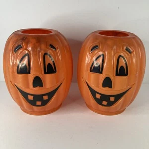 Lote de 2 Molde Soplado Calabaza Vintage Halloween Tiki Antorcha Cubierta Jack O Linterna - Imagen 1 de 6